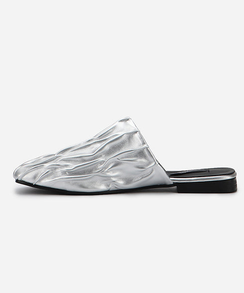 Crinkle Square Backless Mules